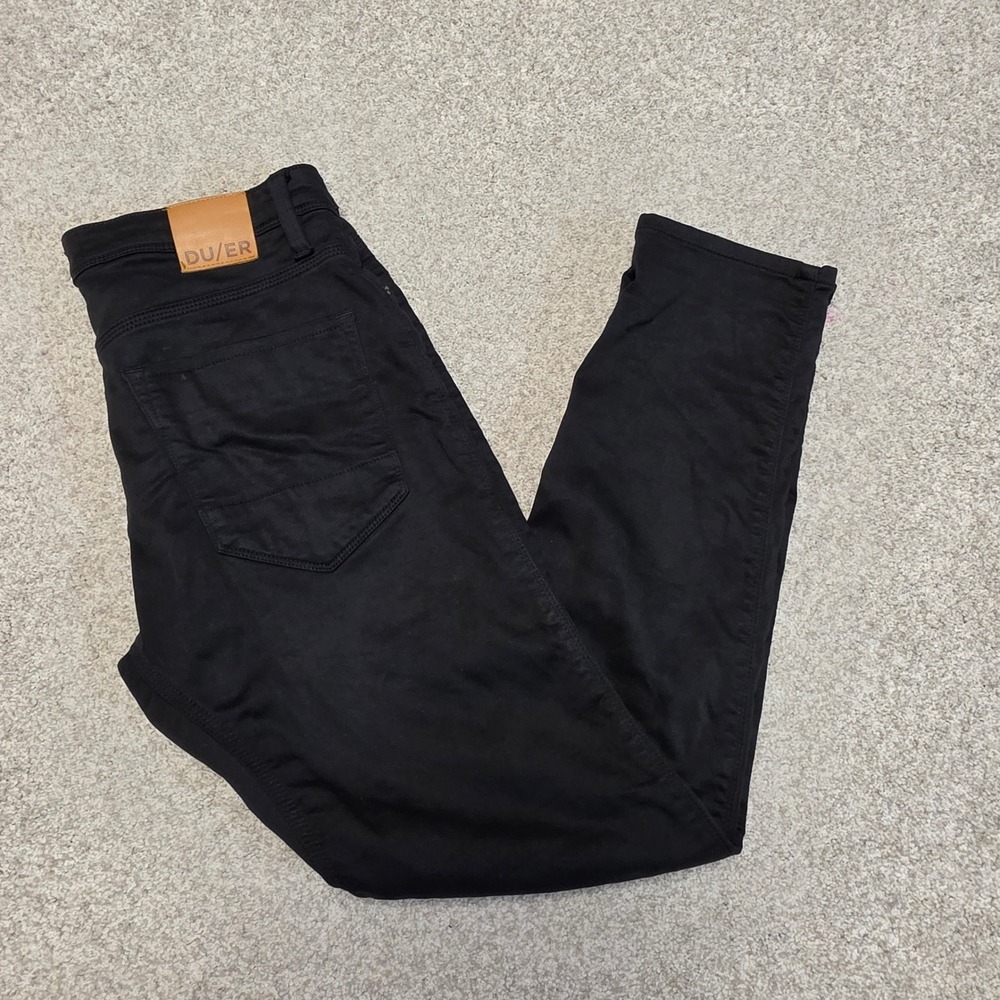 DU/ER N2X Slim Fit Performance Pants Mens 31x30 Black Stretch Gusseted Denim